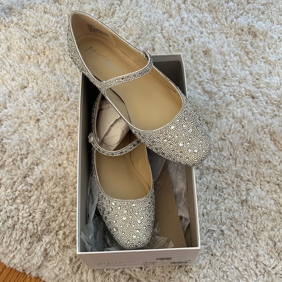 Betsey Johnson Shoes - Betsey Johnson Glittering Cream/Silver Flats